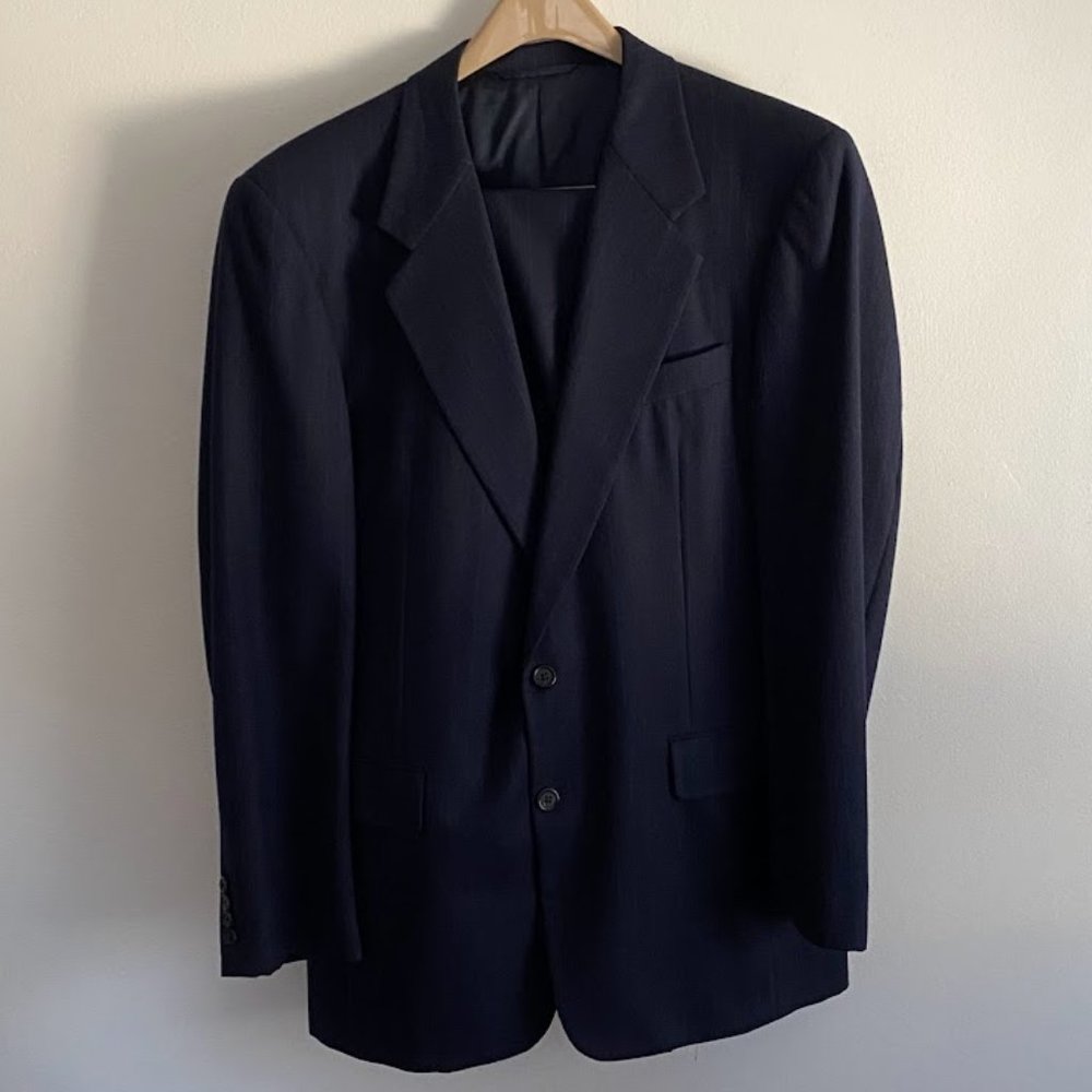 Hickey Freeman Wool Blue Pinstripe Suit Men's 41L